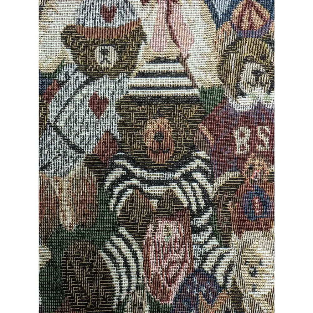 Vintage Teddy Bear Jacquard Tapestry Woven Fabric Material Remnant 60x30inch